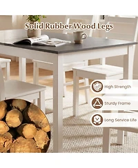 Gouun 60 in Rectangular Dinner Table for 4-6 with Solid Rubber Wood Legs