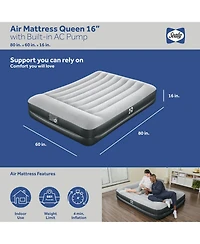 Sealy Baby Tritech Queen Sized 16" Air Mattress Bed 2 Person w/Built-In Ac Pump & Bag