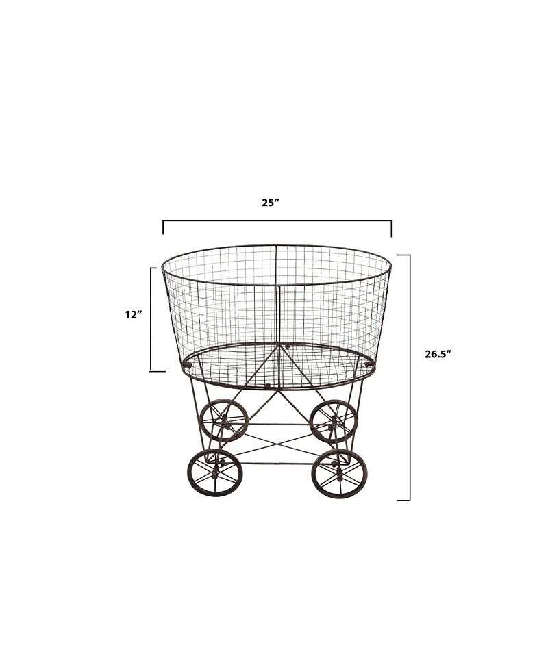 Storied Home Metal Rolling Laundry Cart with Rack