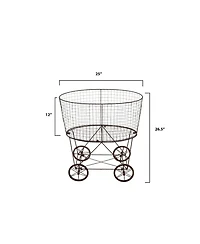 Storied Home Metal Rolling Laundry Cart with Rack