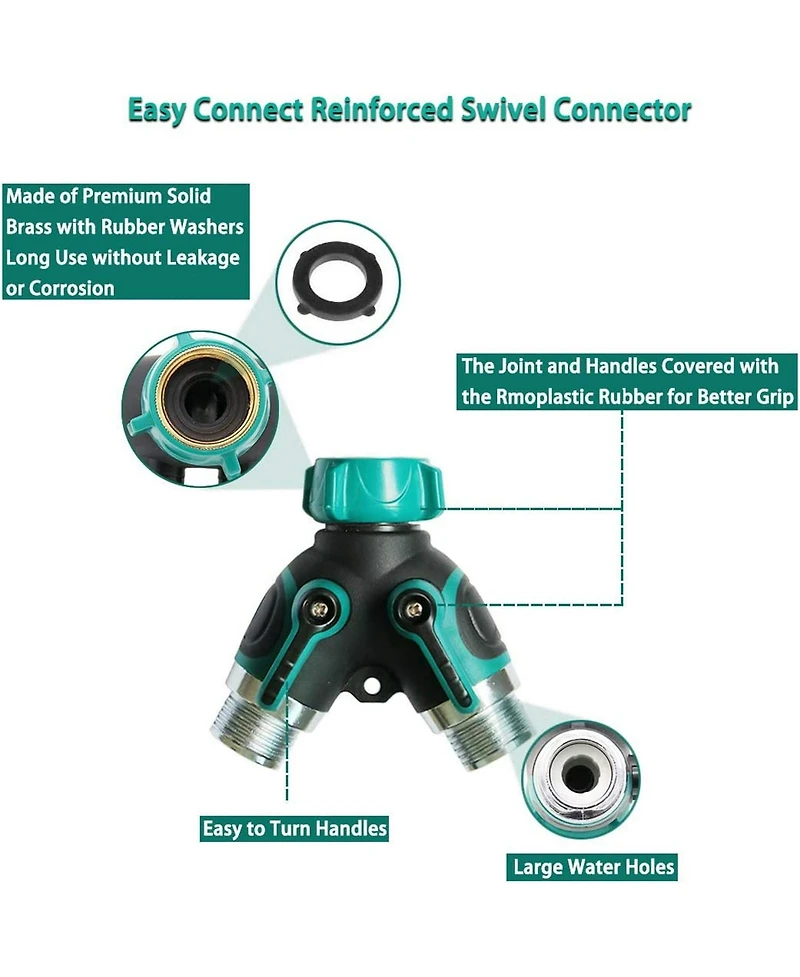 Hose Splitter 2 Way Faucet Splitter with Shut off Valve