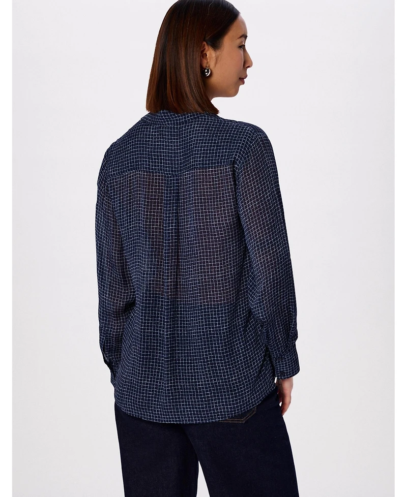 Whistles Women's Grid Print Sheer Shirt