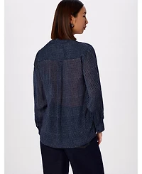 Whistles Women's Grid Print Sheer Shirt