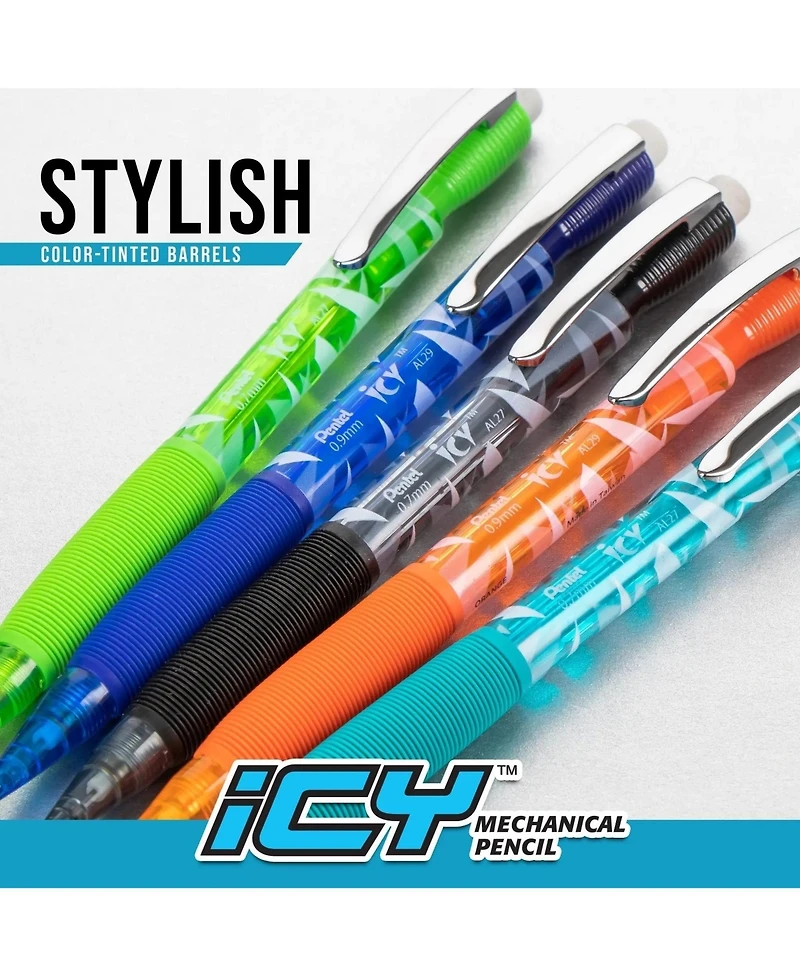 Pentel Icy (0.7mm) Mechanical Pencil, Assorted Barrels, 12-Pk
