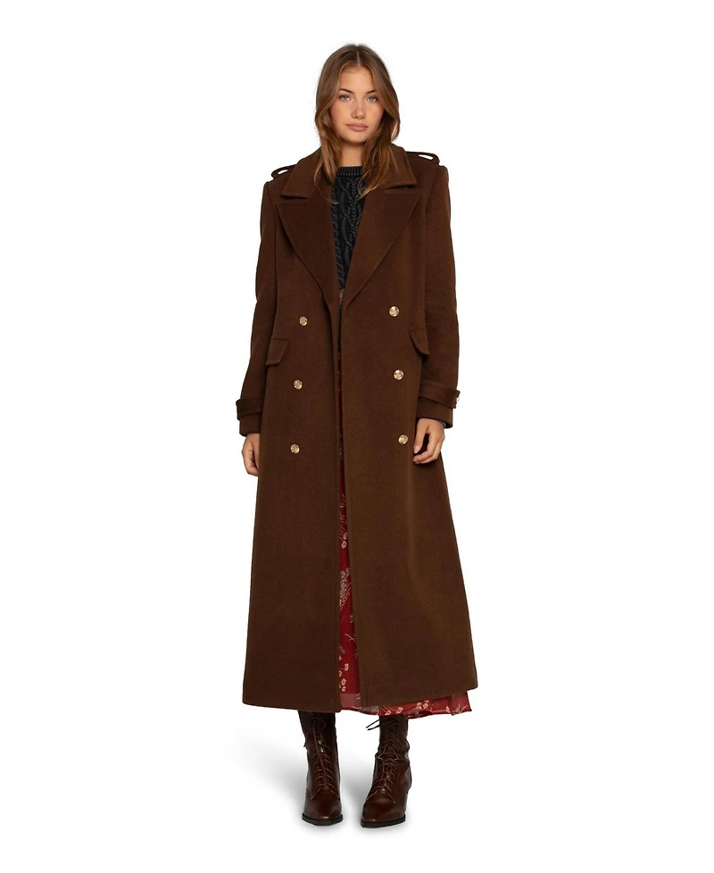 Belle & Bloom Women's Command Wool Blend Double Breast Maxi Coat