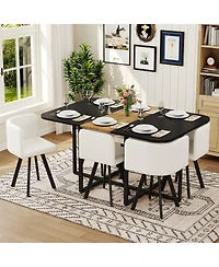 Streamdale Furniture 7 Piece Modern Dining Set and Wood Table with 6 Faux Leather Chairs