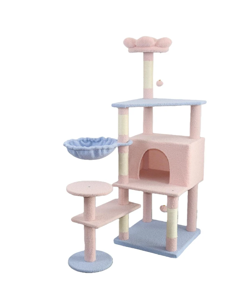 Streamdale Furniture flower cat tree with large condo removable flower cushion and hammock