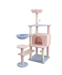 Streamdale Furniture flower cat tree with large condo removable flower cushion and hammock