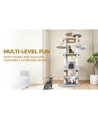 Streamdale Furniture 78.8" Cat Tree Tower with Large Condo, Hammock, and Scratching Posts