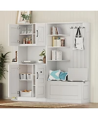 Streamdale Furniture Multifunctional 2-in-1 Hall Tree with Storage and 4 Hooks