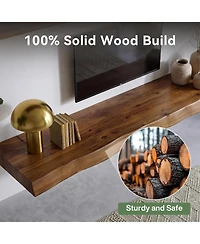 Tribesigns Floating Tv Stand for up to 65", Solid Wood Wall Mounted Tv Shelf, Mid Century Modern Media Console Entertainment Center