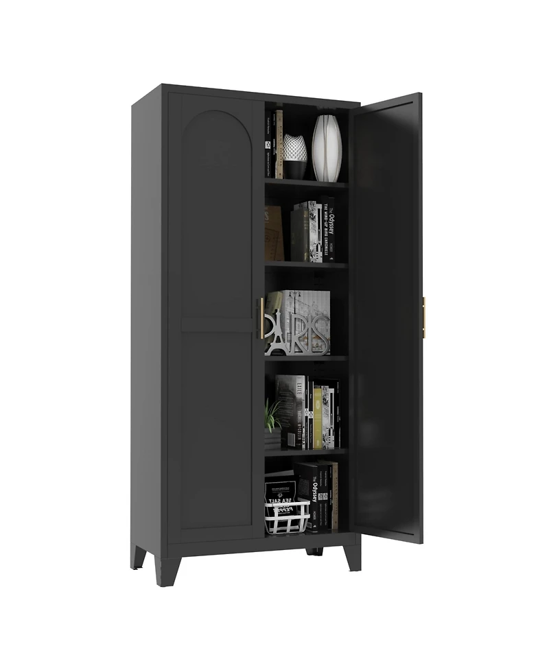 sumyeg Shapely Doors Cabinet Metal Storage with and Adjustable Shelves