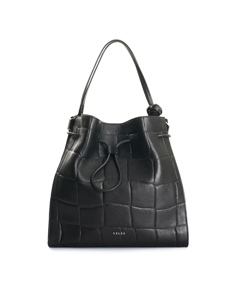 Velez Embossed Leather Tote Bag