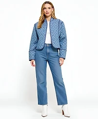 Modenaire Women's Diamond Quilted Open-Front Jacket