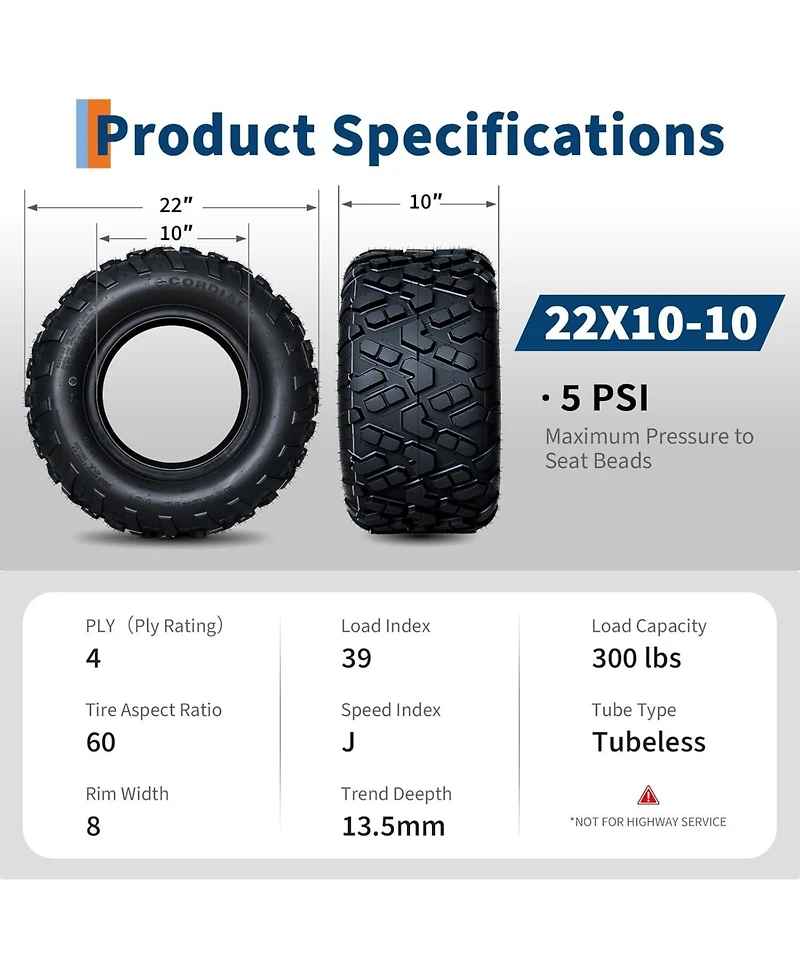 gaomon Tires Tubeless All-Terrain Off-Road Tires for Mud Sand Rock Trail Heavy