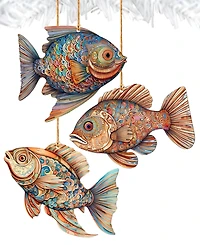 Designocracy Colorful Fish Holiday Ornaments, Set of 3