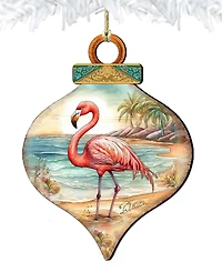 Designocracy Flamingo Charm Christmas Wood Ornament