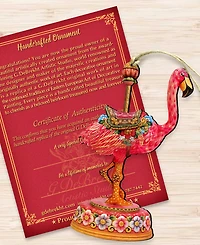 Designocracy Carousel Flamingo Holiday Wood Ornament