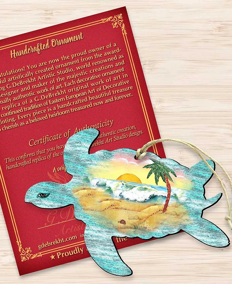 Designocracy Turtle Scenic Wooden Christmas Ornament