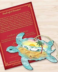Designocracy Turtle Scenic Wooden Christmas Ornament