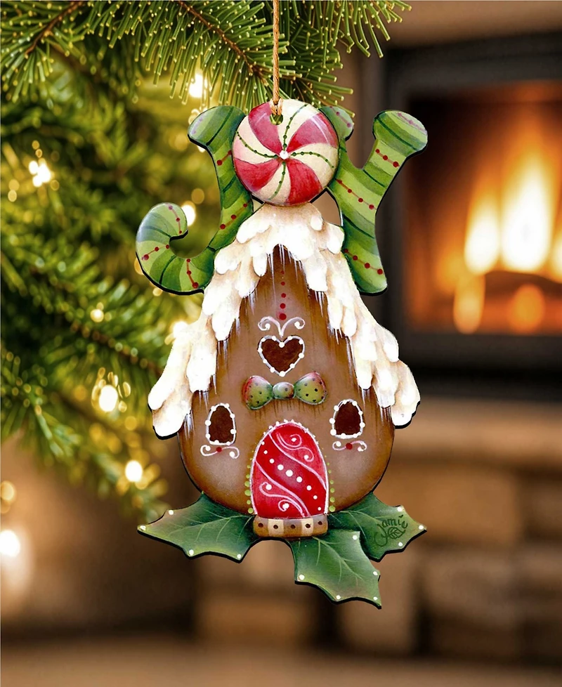 Designocracy Joy Gingerbread House Holiday Ornament
