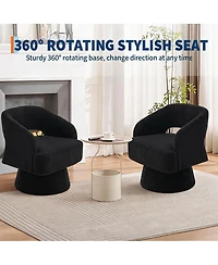 homfan Swivel Barrel Accent Chairs Modern Lounge with Hollowed Back Stable Base 360 degrees Rotation Comfy Vanity Chairs for Living Room Bedroom