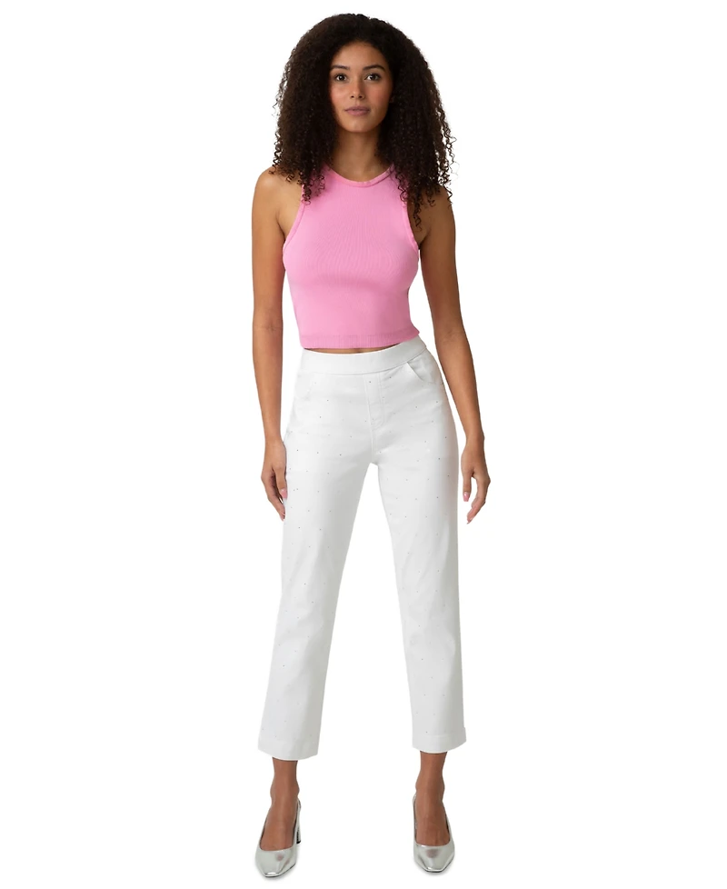Hue Women's Rhinestone Denim Pull-On Pants