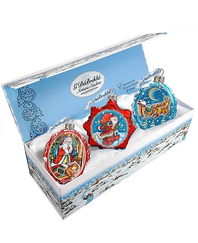 G.DeBrekht Christmas Night Glass Ornament - Set of 3