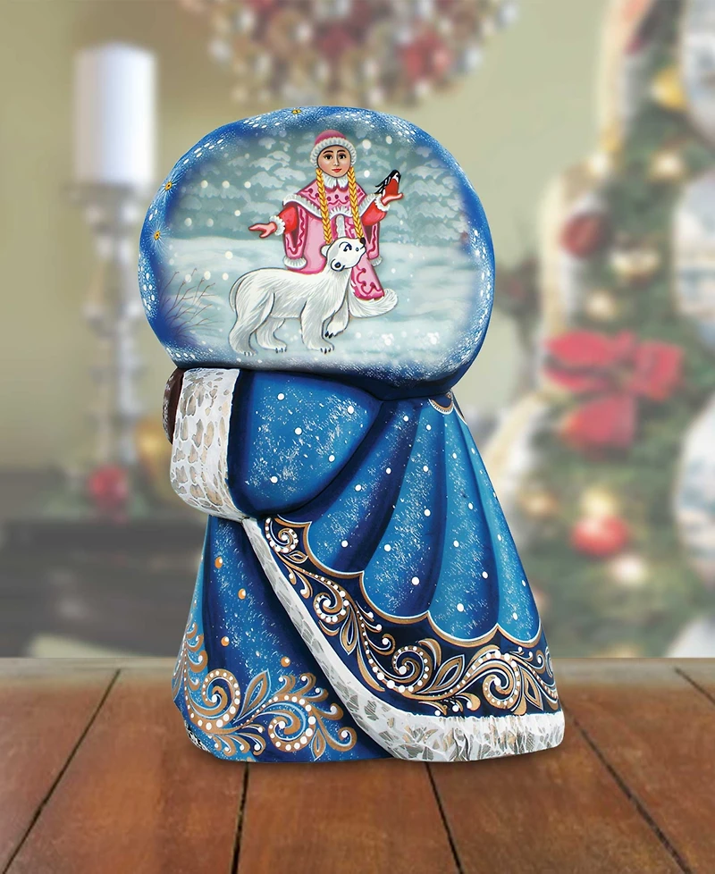 G.DeBrekht Woodcarved Hand Painted Santa Delightfully Fun Yuletide Figurine