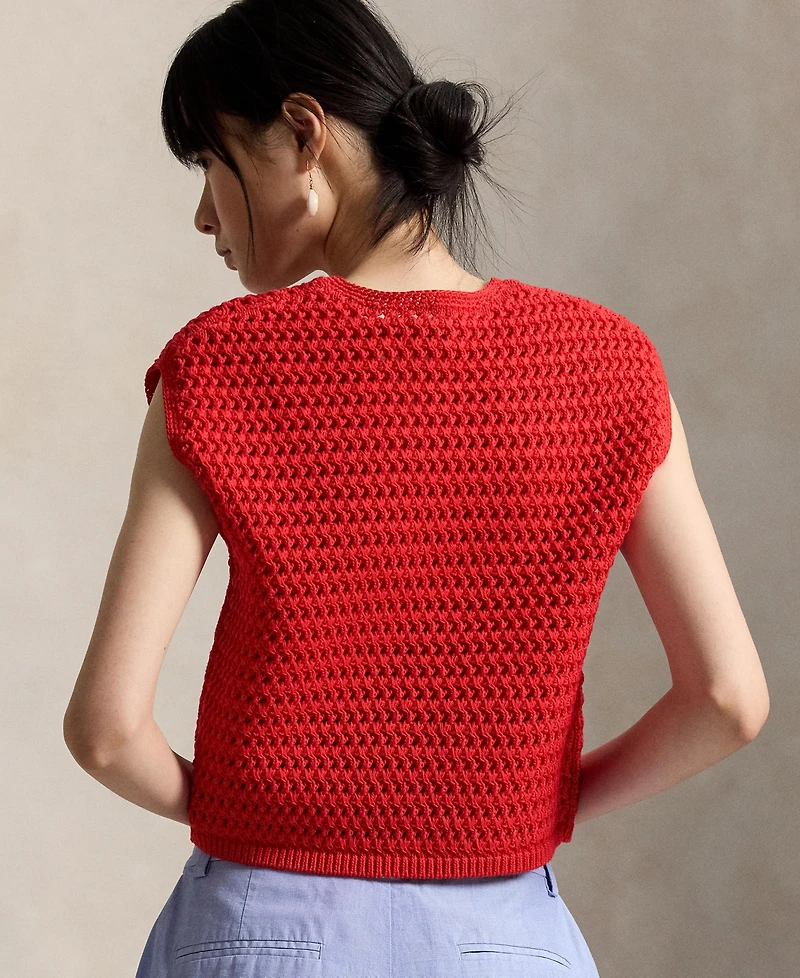Polo Ralph Lauren Women's Big Pony Crocheted Cotton Sweater