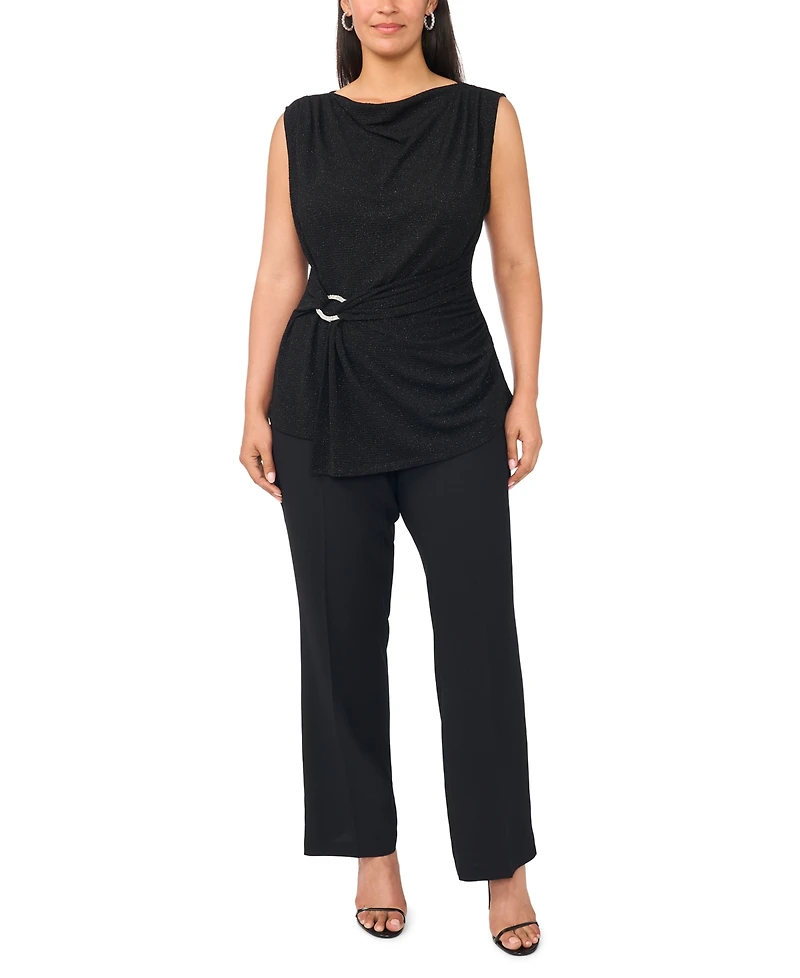 Msk Plus Cowl Shirred Waist Top