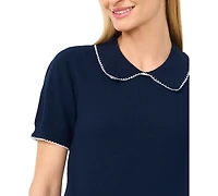 CeCe Women's Short-Sleeve Crewneck Sweater