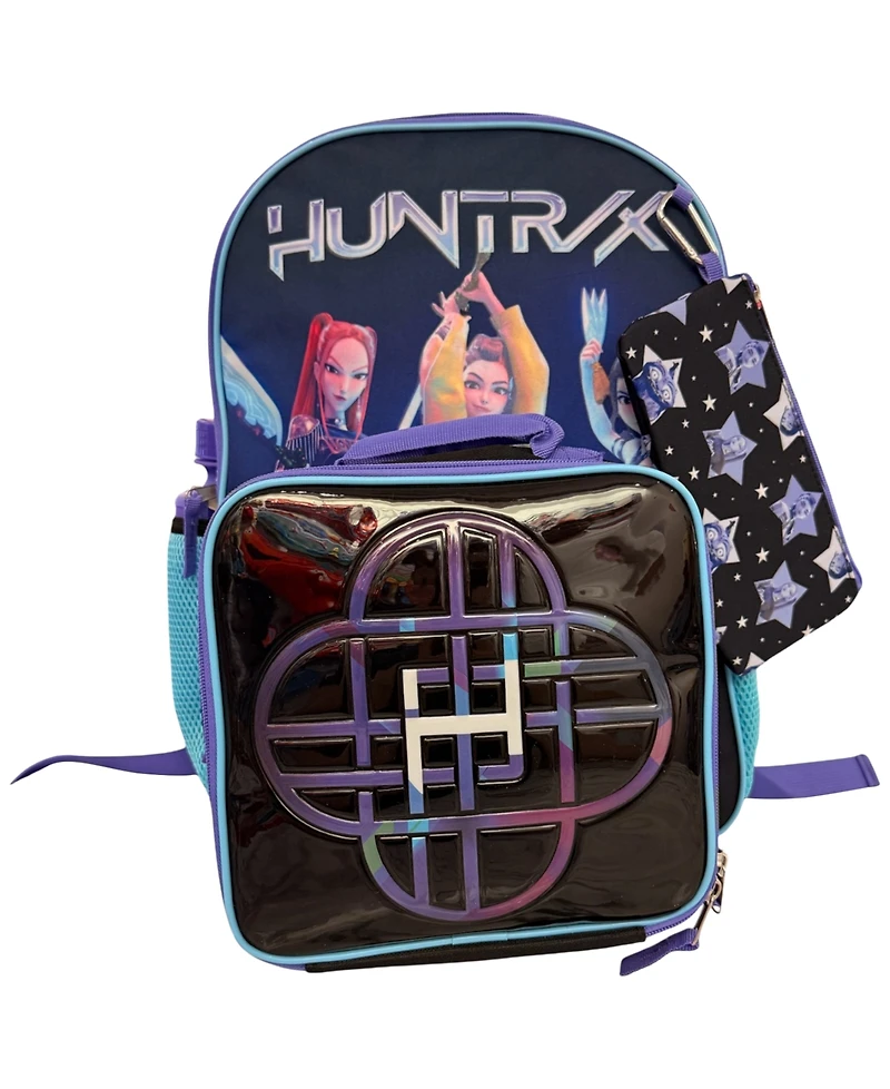 Accessory Innovation K-Pop Huntrix Backpack, Detachable Lunch Bag, Gadget Case, Water Bottle and Carabiner, 5-Piece Set