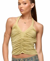 Edikted Women's Jackey Ruched V Neck Halter Top