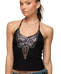 Edikted Women's Butterfly Bead and Sequin Halter Top