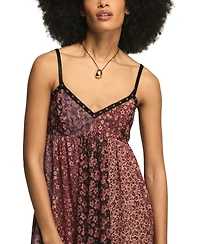 Lucky Brand Women's Print V-Neck Mix Midi Dress
