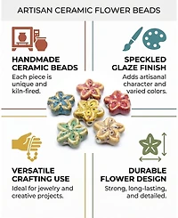 Sevorley 24Piece Set Ceramic Flower-Shaped Loose Beads for Diy Jewelry