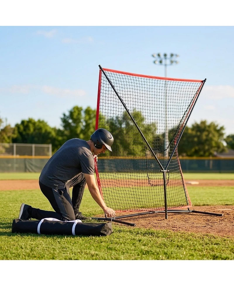 Sevorley 7x7 ft Portable Baseball Softball Practice Net with Strike Zone and
