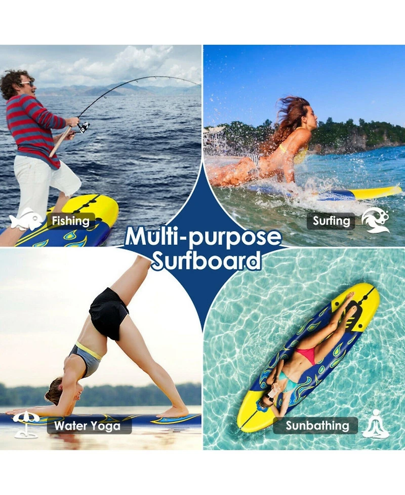 Sevorley 6 ft Foam Surfboard with 3 Detachable Fins, Leash