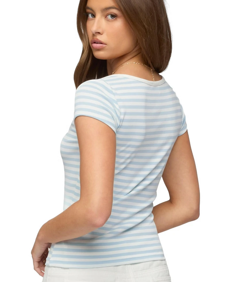 Edikted Women's Layered Lacey Striped T Shirt