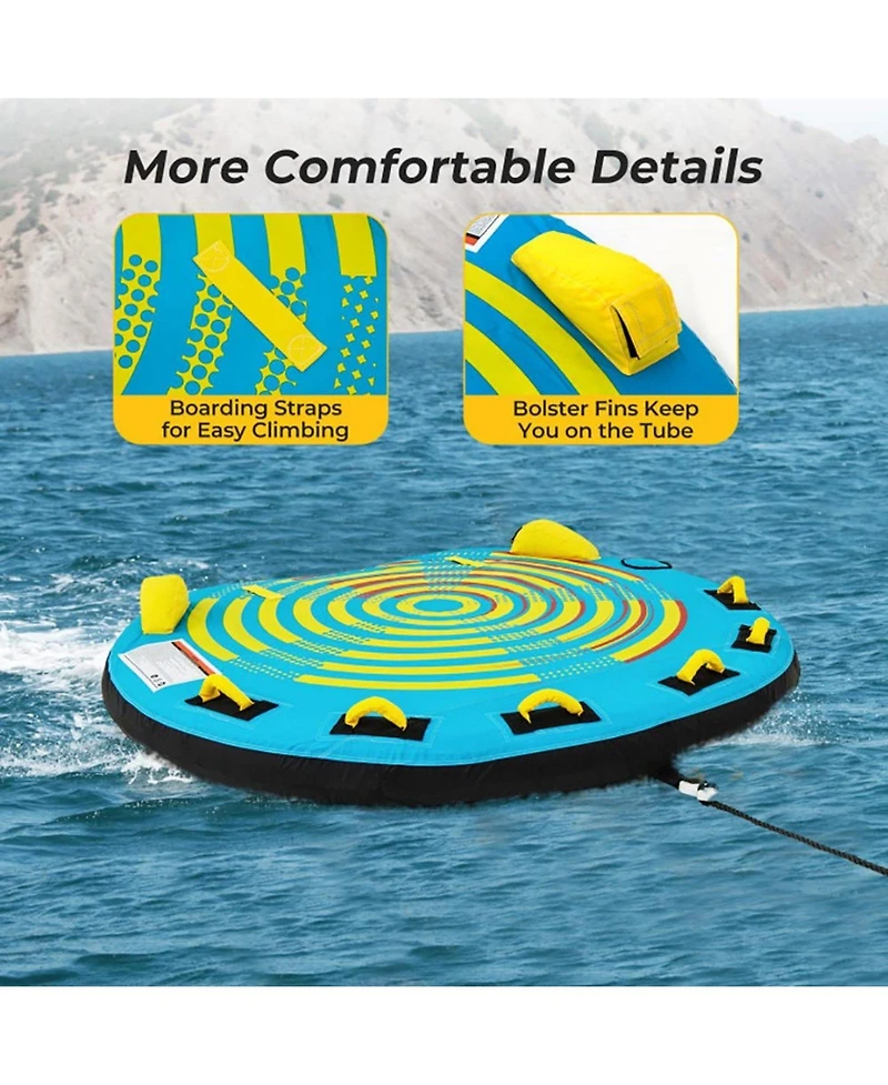 Sevorley 3-Person Inflatable Towable Boat Tube Platform with Double Valves