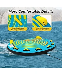 Sevorley 3-Person Inflatable Towable Boat Tube Platform with Double Valves