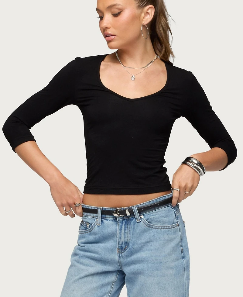 Edikted Women's Jamila Quarter Sleeve Top