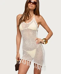 Edikted Women's Sorelle Tassel Crochet Mini Dress