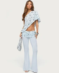 Edikted Women's Zephyra Bead and Sequin Foldover Pants