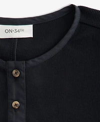 On 34th Women's Long Sleeve Ribbed Henley Top, Macy's Exclusive