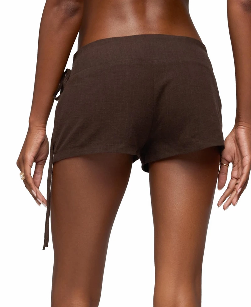 Edikted Women's Vikkie Beaded Belt Linen Look Shorts