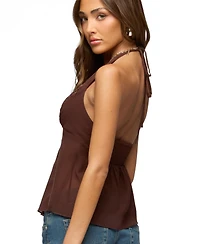 Edikted Women's Lani Sequin Bead Chiffon Halter Top