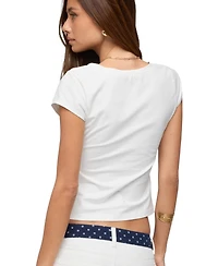 Edikted Women's Penelopy Overlap V Neck T Shirt