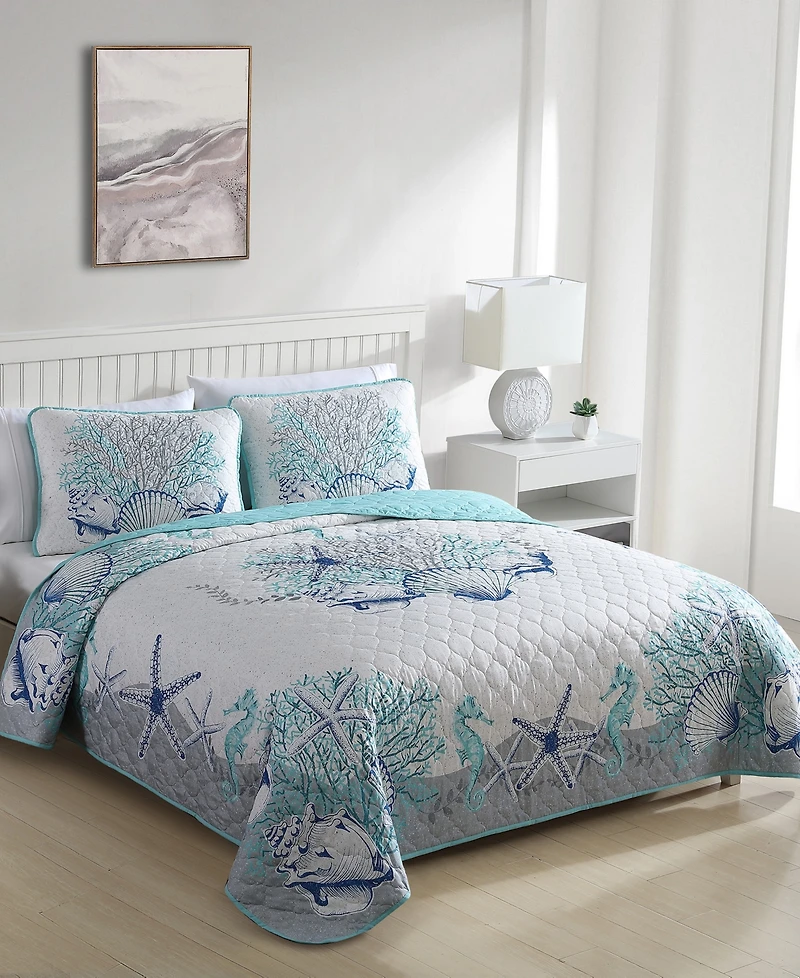 Carribbean Joe Coastal 3-Piece Quilt Set, King